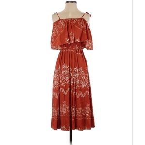 Burnt Orange Floral Midi Dress